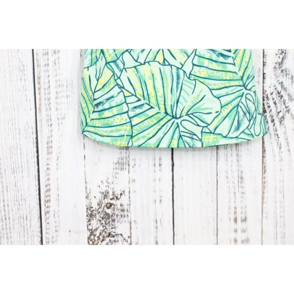 LL Bean Green Beach Glass Tropical Leaves Patterned Tankini Top Size 4 - Picture 3 of 9